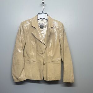 Bradley Bayou Leather Textured Cream Jacket SIZE S